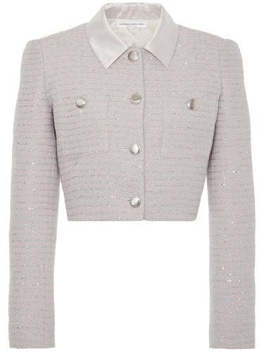 Sequined Tweed Cropped Jacket W/ Collar - ALESSANDRA RICH - Modalova