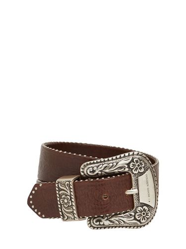 Mm Embossed Leather Belt - GOLDEN GOOSE - Modalova