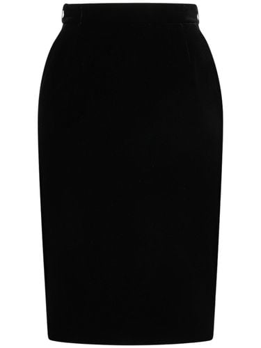 Falda Midi De Mezcla De Viscosa - SAINT LAURENT - Modalova