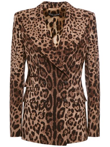 Blazer Aus Wolle Mit Leopardenfelldruck - DOLCE & GABBANA - Modalova