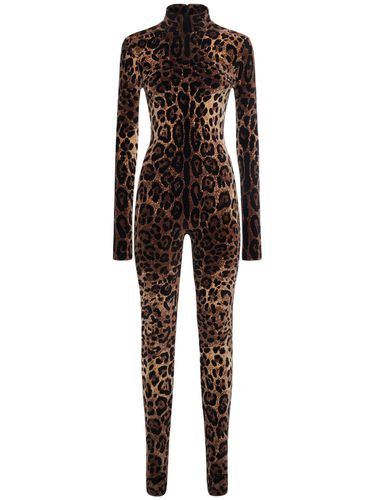 Leopard Jacquard Chenille Jumpsuit - DOLCE & GABBANA - Modalova