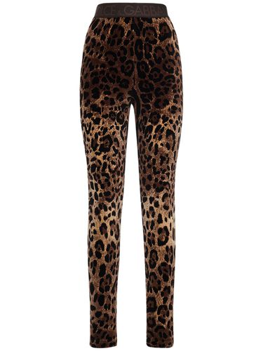 Leopard Print Chenille Leggings - DOLCE & GABBANA - Modalova