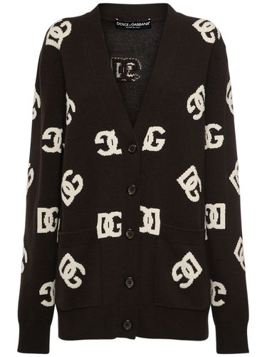 Jacquard Logo Knit Long Cardigan - DOLCE & GABBANA - Modalova