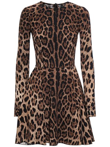 Leopard Print Cady Mini Dress - DOLCE & GABBANA - Modalova