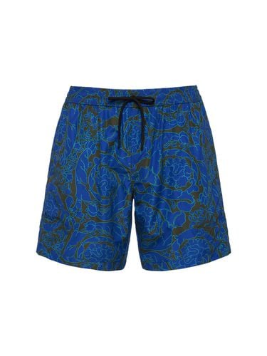 Barocco Printed Nylon Swim Shorts - VERSACE - Modalova