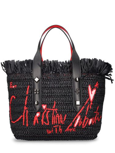 Medium Frangibus Raffia Tote Bag - CHRISTIAN LOUBOUTIN - Modalova