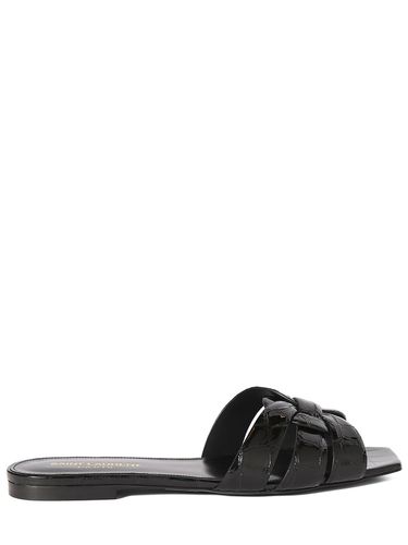 Mm Tribute Croc Embossed Flat Sandals - SAINT LAURENT - Modalova