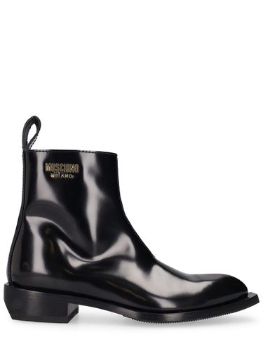 Mm Texas Brushed Leather Boots - MOSCHINO - Modalova