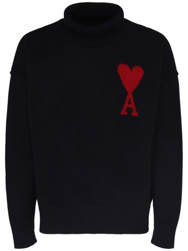 Logo Wool Turtleneck Sweater - AMI PARIS - Modalova