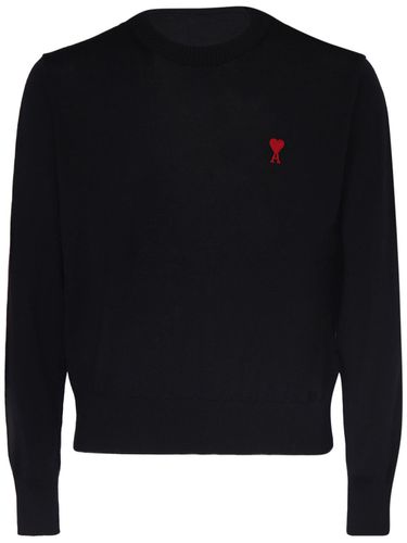 Logo Wool Crewneck Sweater - AMI PARIS - Modalova