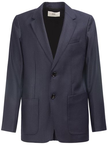 Pinstriped Single Breast Jacket - AMI PARIS - Modalova