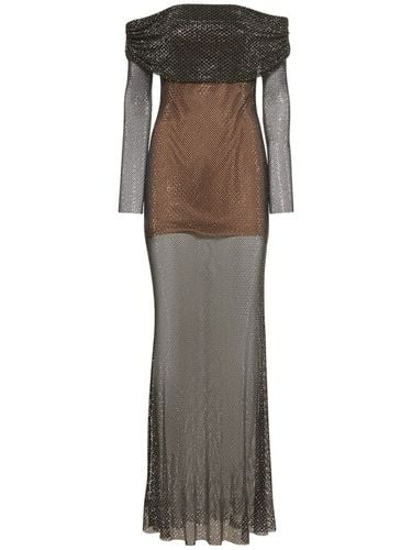 Embellished Fishnet Maxi Dress - SELF-PORTRAIT - Modalova