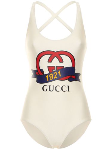 Shimmery Stretch Jersey Swimsuit W/logo - GUCCI - Modalova