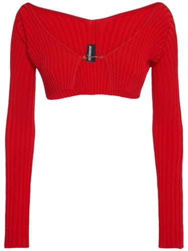 La Maille Pralu Crop Cardigan W/ Logo - JACQUEMUS - Modalova