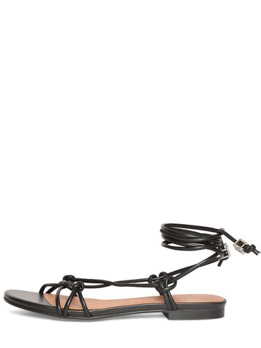 Mm Flat Knot Leather Sandals - GANNI - Modalova