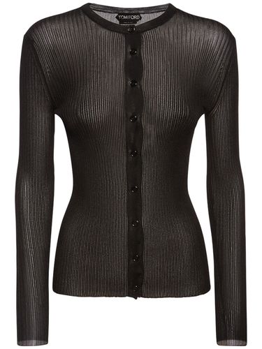 Ribbed Jersey Long Sleeve Cardigan - TOM FORD - Modalova