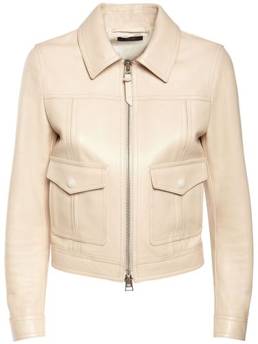 Leather Biker Jacket W/shirt Collar - TOM FORD - Modalova