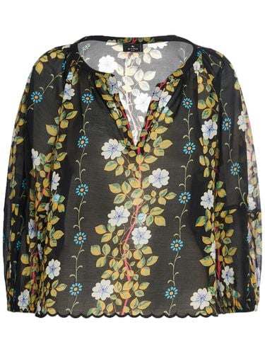 Printed Cotton 3/4 Sleeve Shirt - ETRO - Modalova