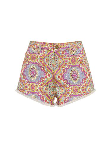 Printed Cotton Denim Mid Rise Shorts - ETRO - Modalova