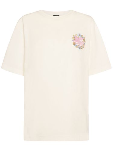 Cotton Crewneck T-shirt W/embroidery - ETRO - Modalova