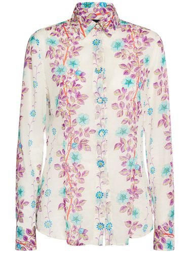 Floral Printed Cotton Long Sleeve Shirt - ETRO - Modalova