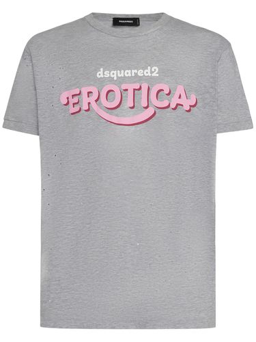 Erotica Logo Printed Cotton T-shirt - DSQUARED2 - Modalova