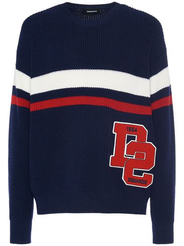 Logo Ribbed Wool Crewneck Sweater - DSQUARED2 - Modalova