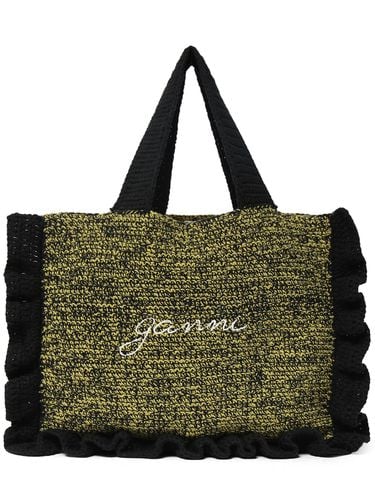 Cotton Crochet Ruffled Tote Bag - GANNI - Modalova