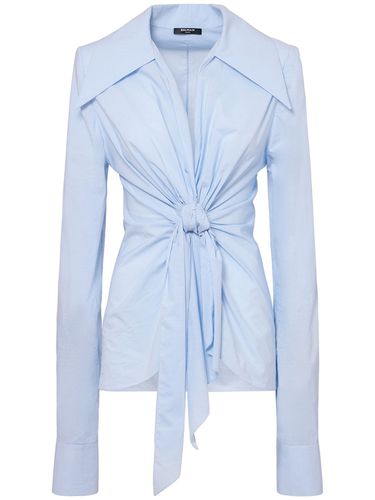 Micro Gingham Poplin Knotted Shirt - BALMAIN - Modalova