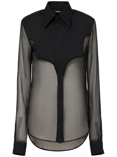 Silk Chiffon Western Shirt - BALMAIN - Modalova