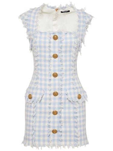 Gingham Tweed Mini Dress - BALMAIN - Modalova