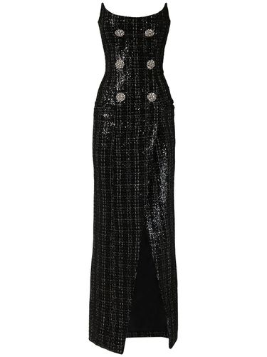 Glittered Tweed Long Bustier Dress - BALMAIN - Modalova