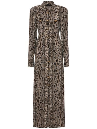 Python Print Satin Long Dress - BALMAIN - Modalova