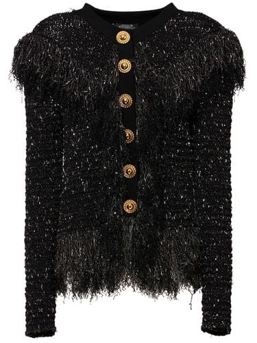 Glittered Fringed Tweed Jacket - BALMAIN - Modalova