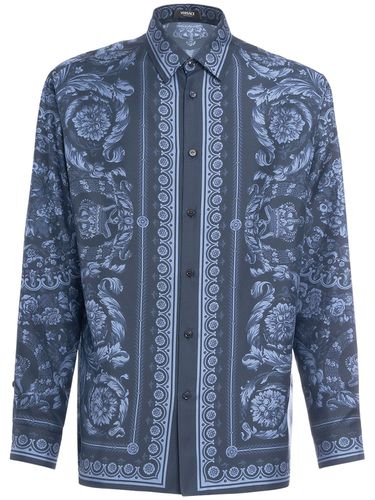 Barocco Print Silk Twill Shirt - VERSACE - Modalova