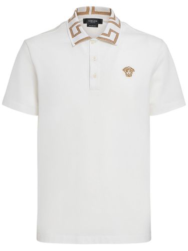 Medusa Cotton Piqué Polo - VERSACE - Modalova