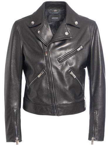 Chaqueta Biker De Piel - VERSACE - Modalova