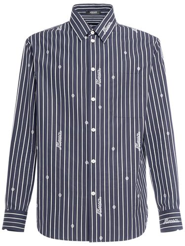 Striped Cotton Poplin Shirt - VERSACE - Modalova