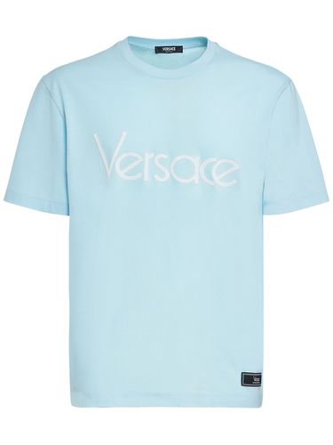 Camiseta De Jersey De Algodón Con Logo - VERSACE - Modalova