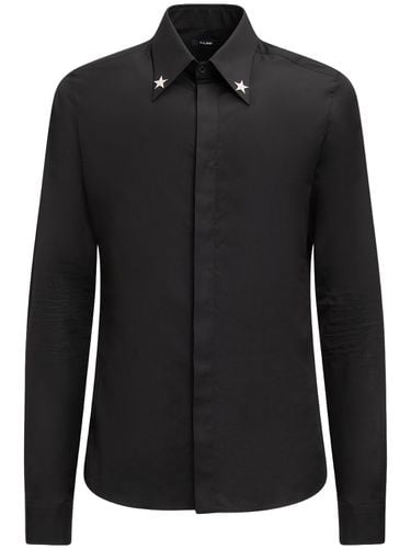 Embroidered Star Collar Cotton Shirt - BALMAIN - Modalova