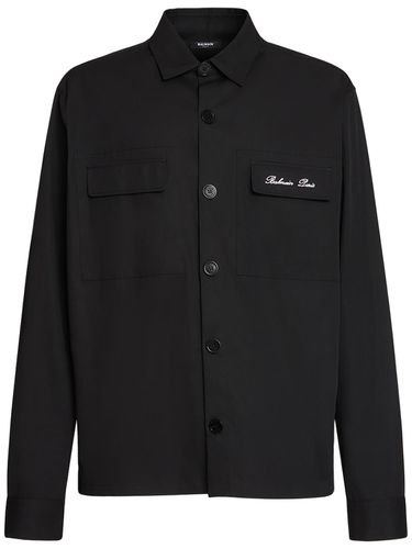 Logo Signature Cotton Overshirt - BALMAIN - Modalova