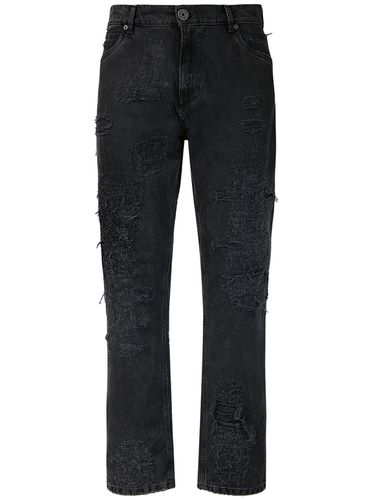 Distressed Straight Denim Jeans - BALMAIN - Modalova