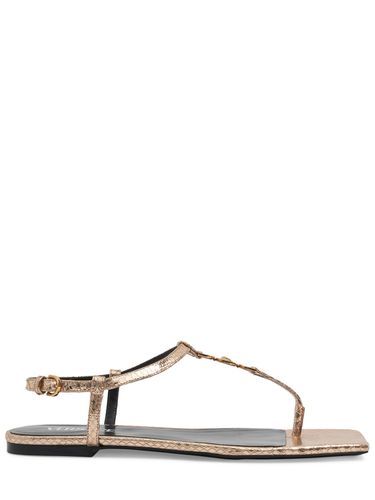 Laminated Leather Thong Sandals - VERSACE - Modalova