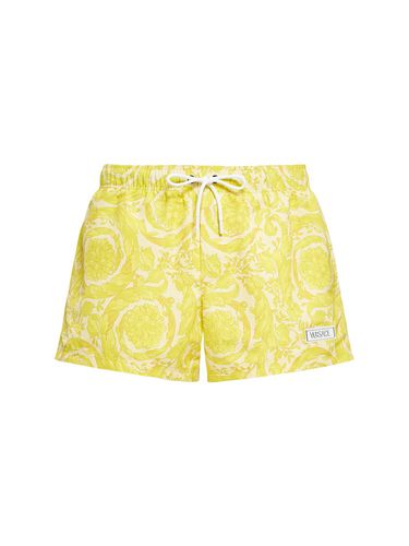 Barocco Print Nylon Swim Shorts - VERSACE - Modalova