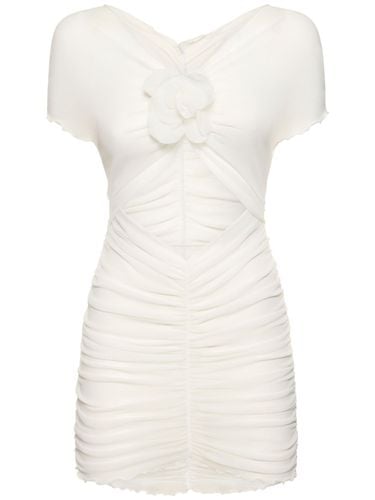 Stretch Tulle Mini Dress W/ Flower - PHILOSOPHY DI LORENZO SERAFINI - Modalova