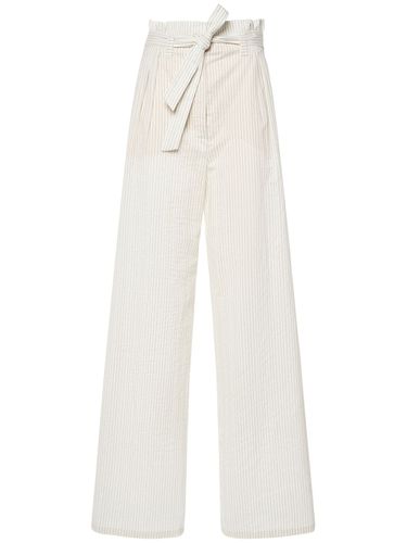 Cotton Canvas Belted Wide Pants - MAX MARA - Modalova