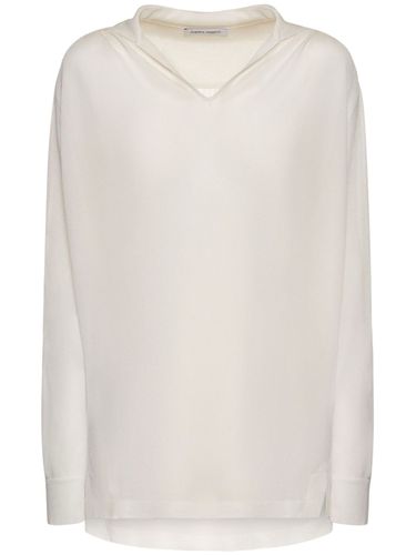 Viscose Crepe V-neck Long Sleeve Top - ALBERTA FERRETTI - Modalova