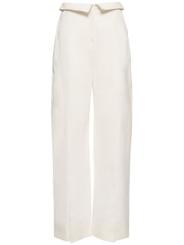 Split Cotton Gabardine Wide Pants - ALBERTA FERRETTI - Modalova