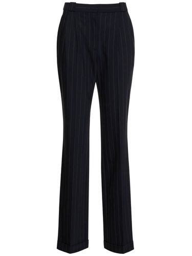 Pinstriped Wool High Rise Pants - ALBERTA FERRETTI - Modalova