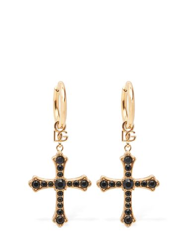 Dg Dna Crystal Cross Earrings - DOLCE & GABBANA - Modalova